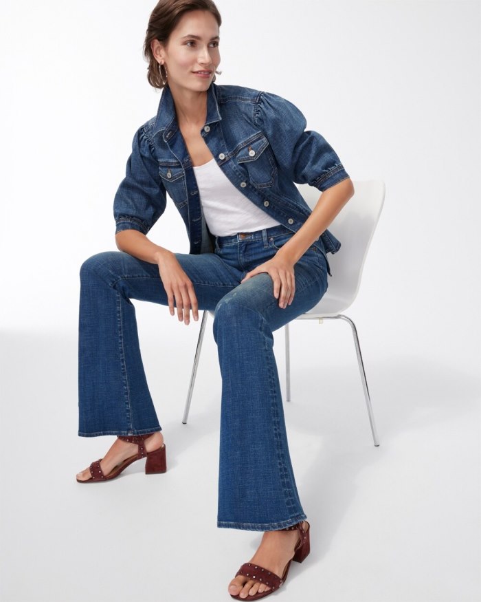 Chicos Girlfriend Flare Jeans - Clyde Road Indigo Chicos Girlfriend Flare Jeans - Clyde Road Indigo