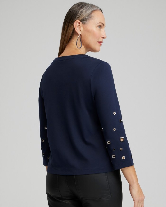 Chicos Grommet Detail Tee - Classic Navy Chicos Grommet Detail Tee - Classic Navy