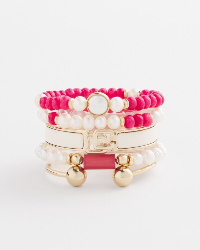 Chicos Jade Coin Hero Stretch Bracelet - PINK BROMELIAD Chicos Jade Coin Hero Stretch Bracelet - PINK BROMELIAD