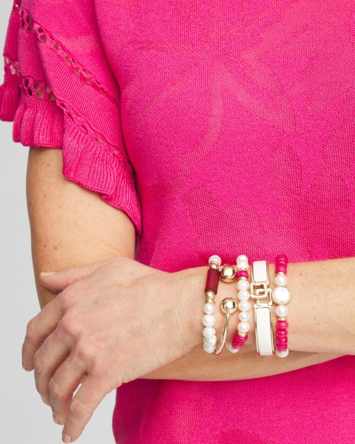 Chicos Jade Coin Hero Stretch Bracelet - PINK BROMELIAD Chicos Jade Coin Hero Stretch Bracelet - PINK BROMELIAD