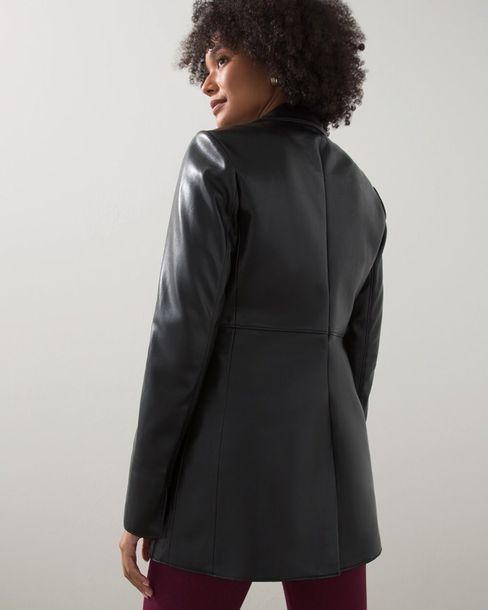 Chicos Faux Leather Blazer - Caramel Candy Chicos Faux Leather Blazer - Caramel Candy