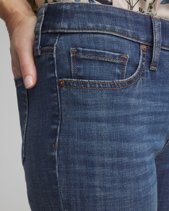 Chicos Girlfriend Fray Hem Kick Flare Jeans - Royal Street Indigo Chicos Girlfriend Fray Hem Kick Flare Jeans - Royal Street Indigo