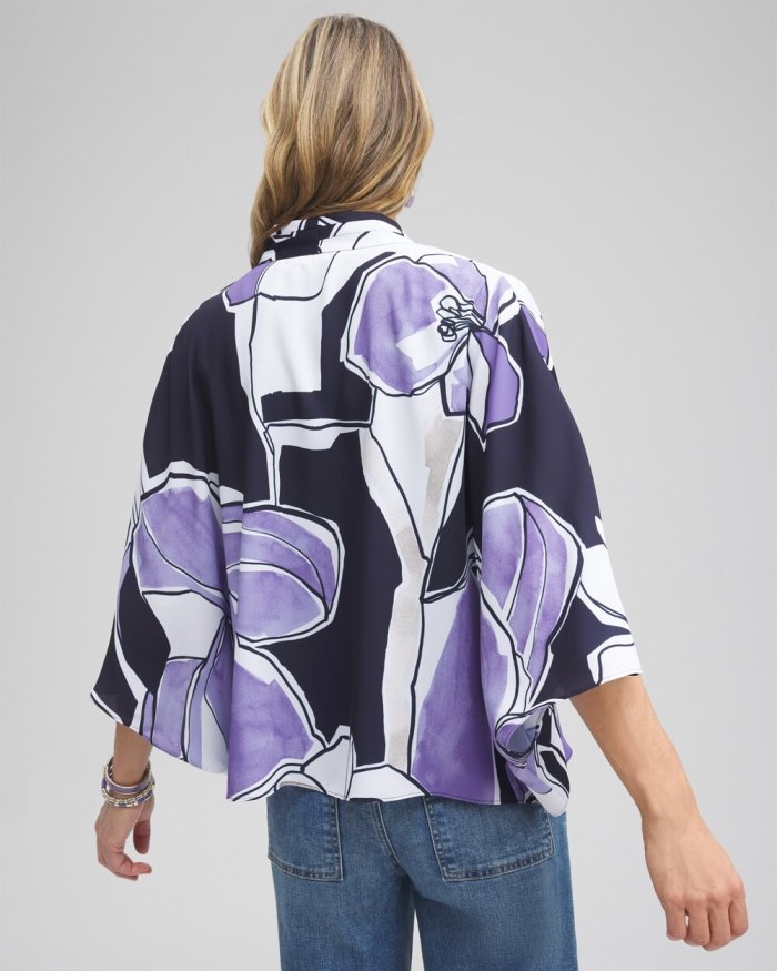 Chicos Floral Surplice Poncho - Black Chicos Floral Surplice Poncho - Black