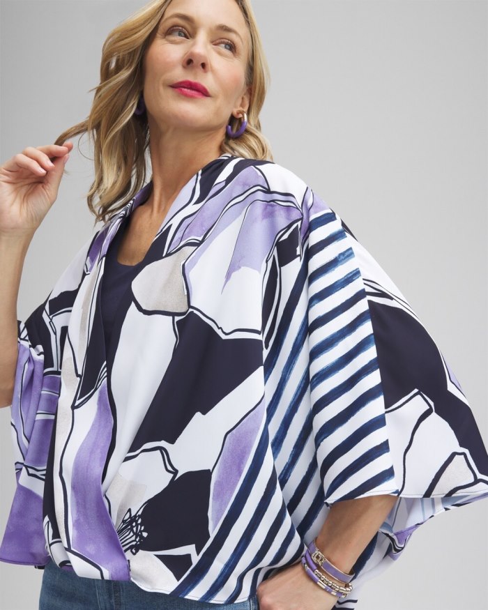 Chicos Floral Surplice Poncho - Black Chicos Floral Surplice Poncho - Black