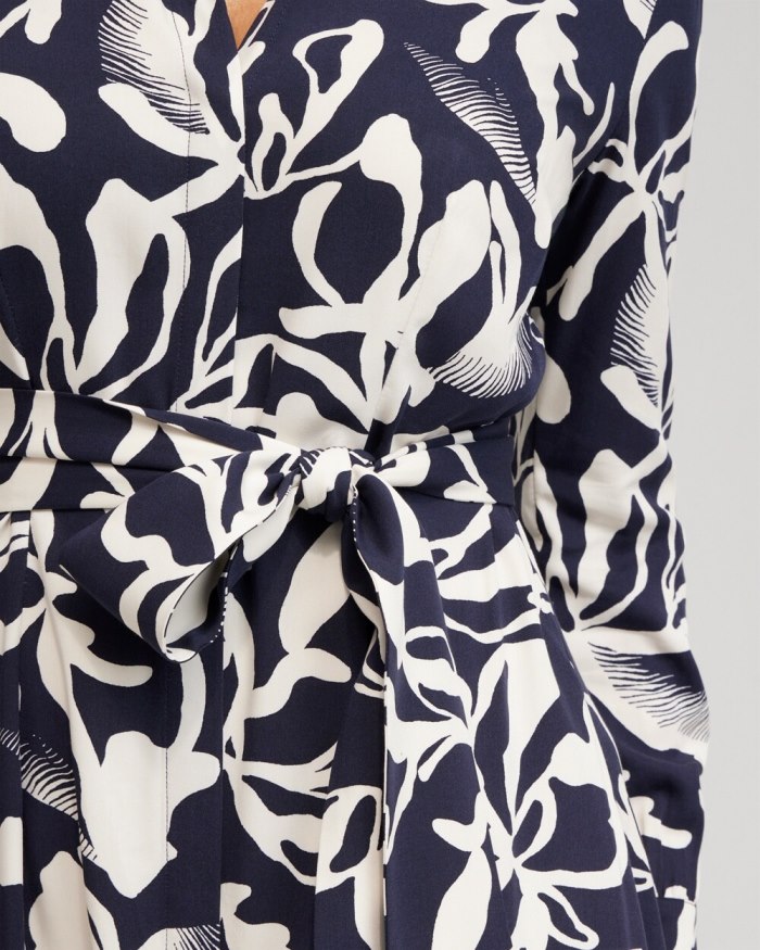 Chicos Twill Floral Shirt Dress - Classic Navy Chicos Twill Floral Shirt Dress - Classic Navy