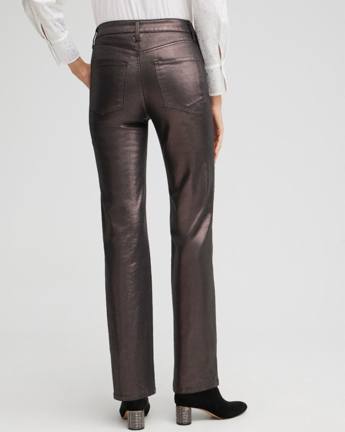 Chicos High Rise Coated Straight Jeans - Gunmetal Chicos High Rise Coated Straight Jeans - Gunmetal