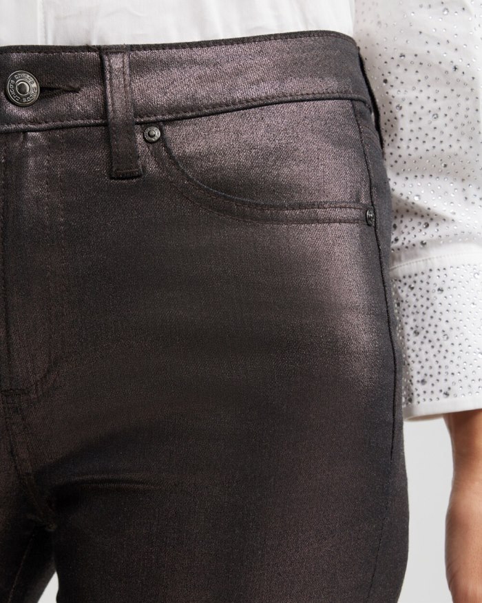 Chicos High Rise Coated Straight Jeans - Gunmetal Chicos High Rise Coated Straight Jeans - Gunmetal