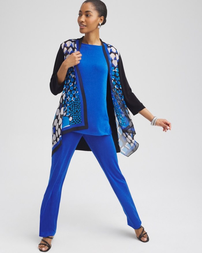 Chicos Travelers Chiffon Mix Cardigan - Intense Azure Chicos Travelers Chiffon Mix Cardigan - Intense Azure