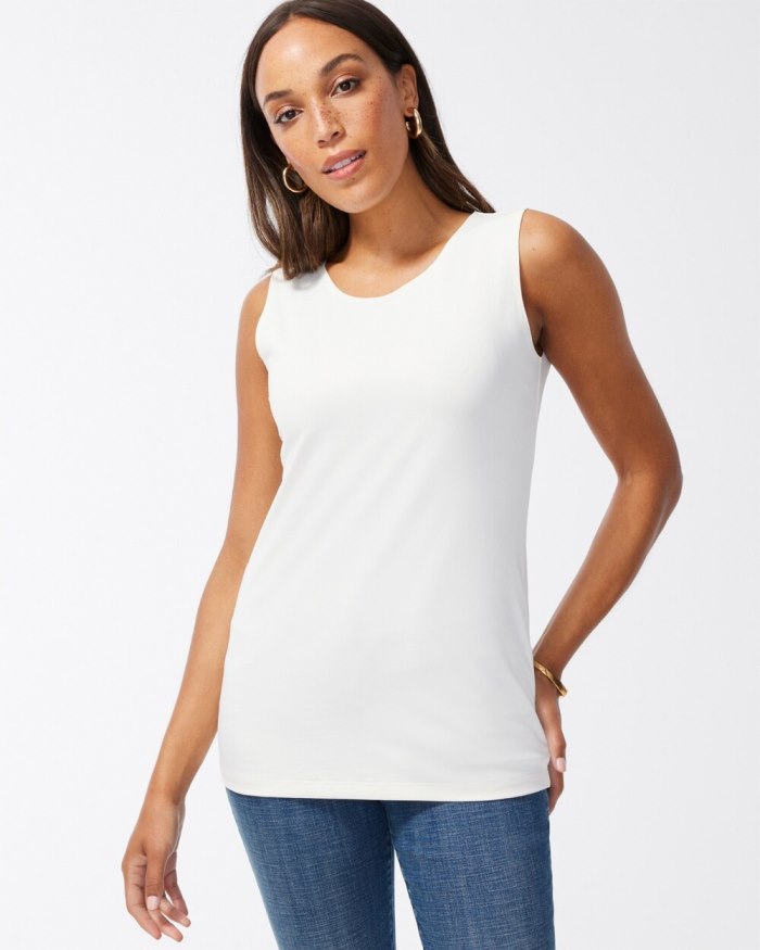 Chicos High Neck Microfiber Tank - Ecru Chicos High Neck Microfiber Tank - Ecru