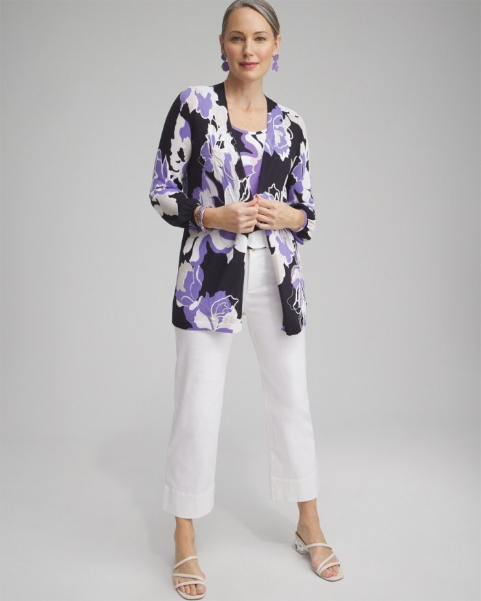 Chicos Floral Embroidered Cardigan - Parisian Purple Chicos Floral Embroidered Cardigan - Parisian Purple