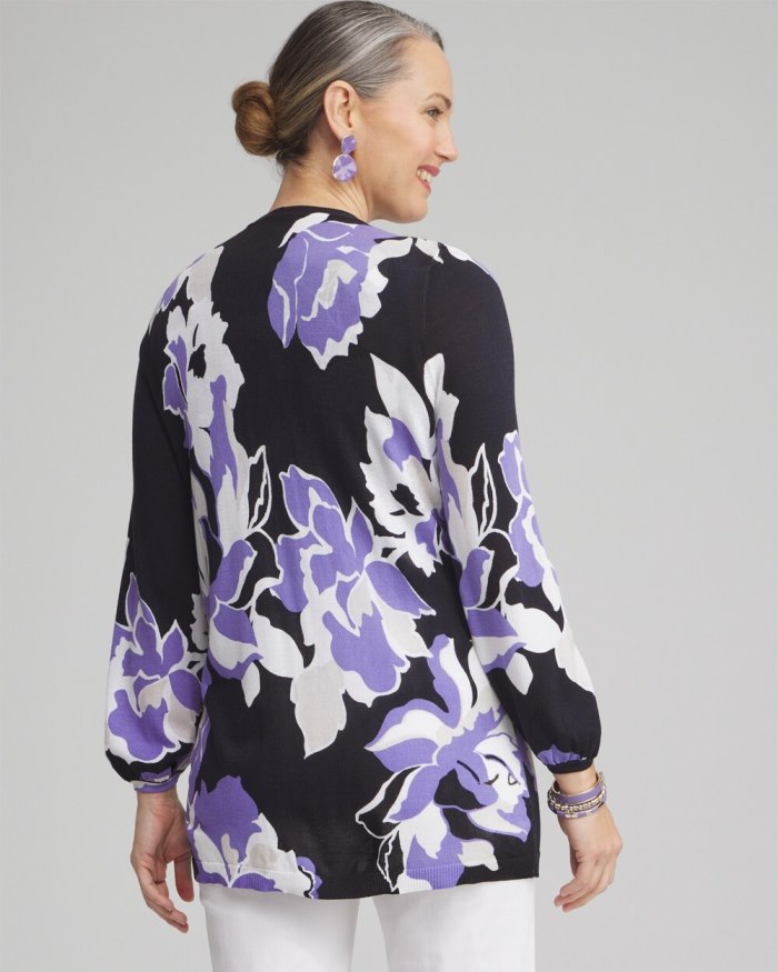 Chicos Floral Embroidered Cardigan - Parisian Purple Chicos Floral Embroidered Cardigan - Parisian Purple