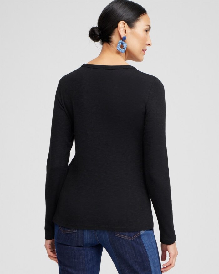 Chicos Ribbed Layering Tee - Black Chicos Ribbed Layering Tee - Black