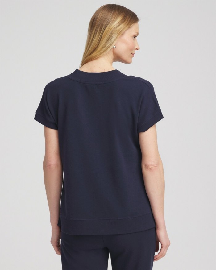 Chicos Zenergy French Terry Gauze Beach Shirt - Classic Navy Chicos Zenergy French Terry Gauze Beach Shirt - Classic Navy