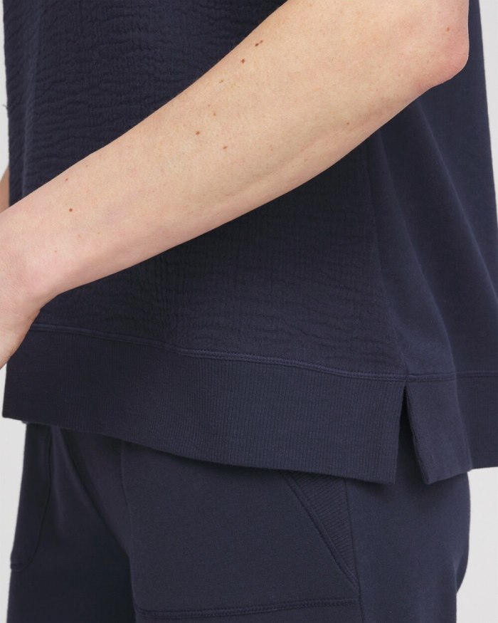 Chicos Zenergy French Terry Gauze Beach Shirt - Classic Navy Chicos Zenergy French Terry Gauze Beach Shirt - Classic Navy