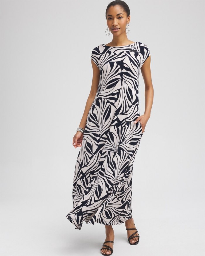Chicos Travelers Floral V-Back Maxi Dress - Smokey Taupe Chicos Travelers Floral V-Back Maxi Dress - Smokey Taupe