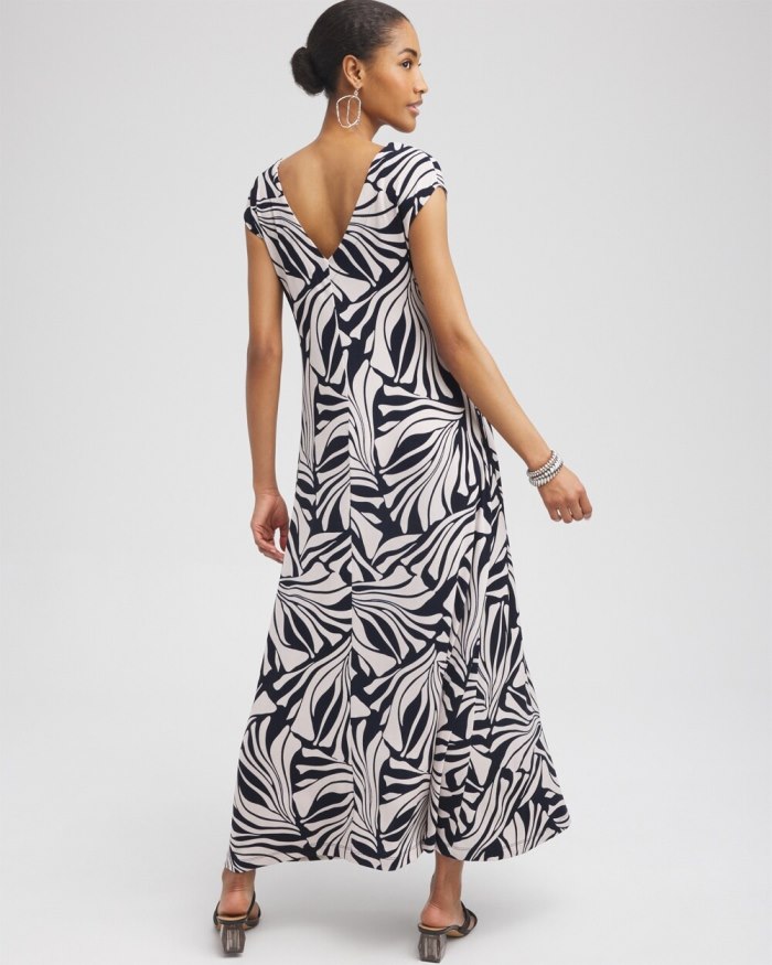 Chicos Travelers Floral V-Back Maxi Dress - Smokey Taupe Chicos Travelers Floral V-Back Maxi Dress - Smokey Taupe