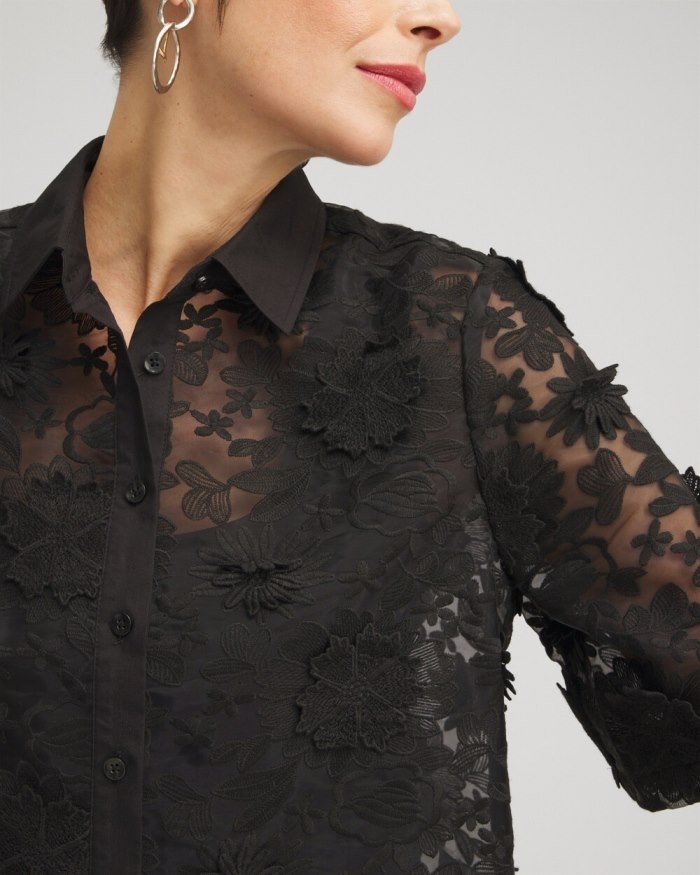 Chicos Lace Applique Shirt - Alabaster Chicos Lace Applique Shirt - Alabaster