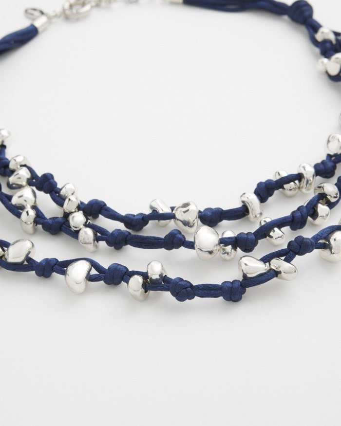 Chicos Silk Cord Necklace - Blue Chicos Silk Cord Necklace - Blue