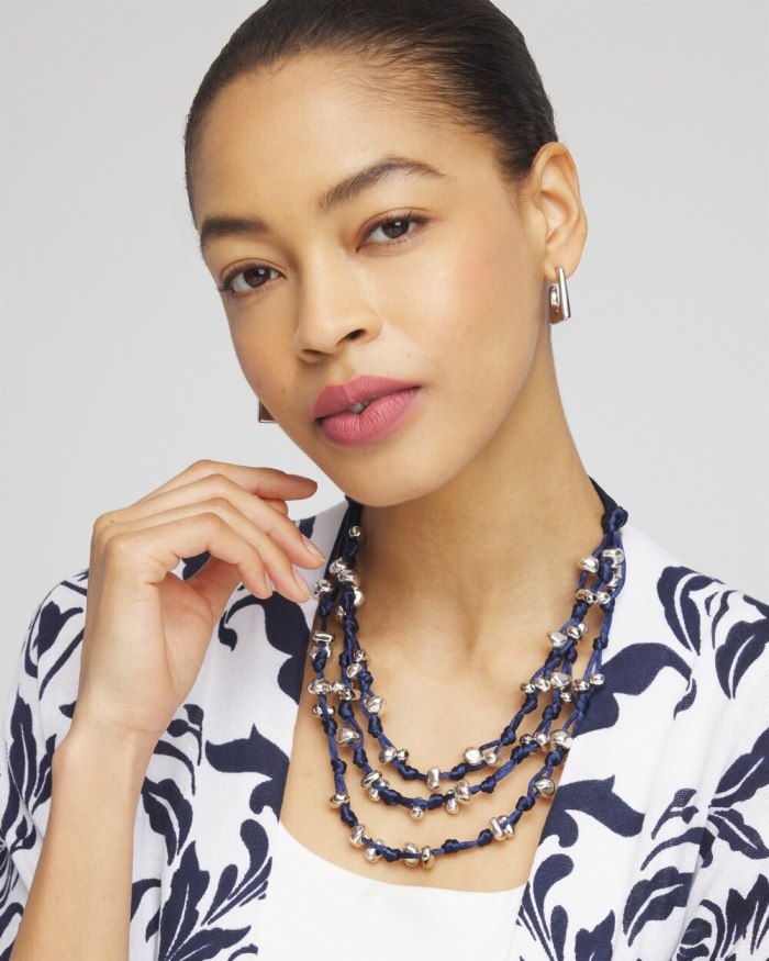 Chicos Silk Cord Necklace - Blue Chicos Silk Cord Necklace - Blue