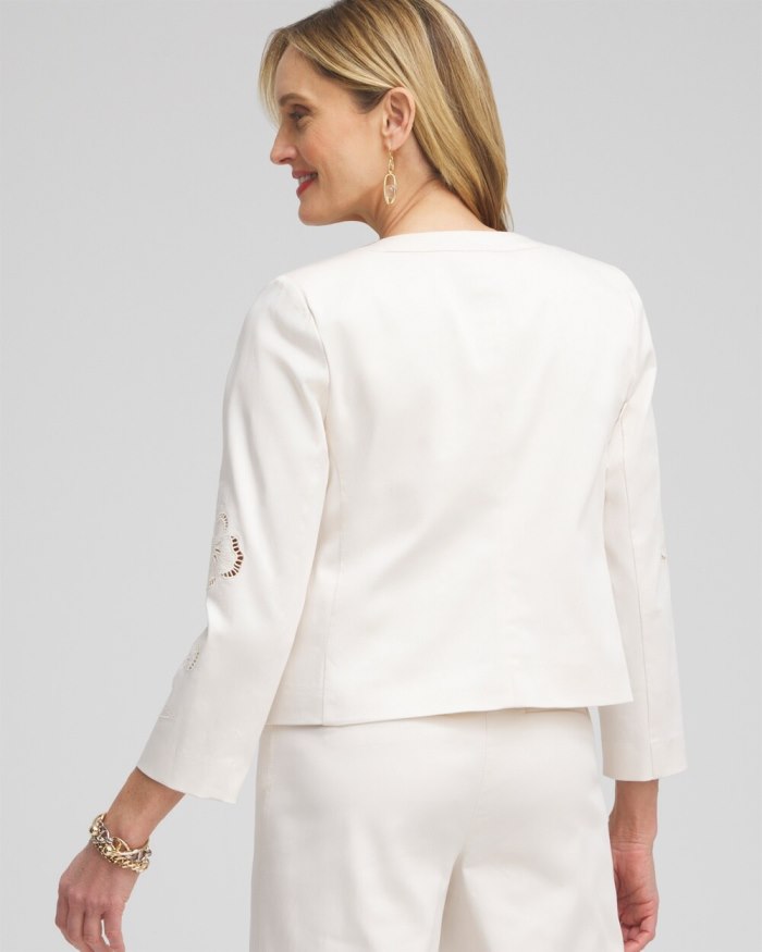 Chicos Floral Cutwork Jacket - English Cream Chicos Floral Cutwork Jacket - English Cream