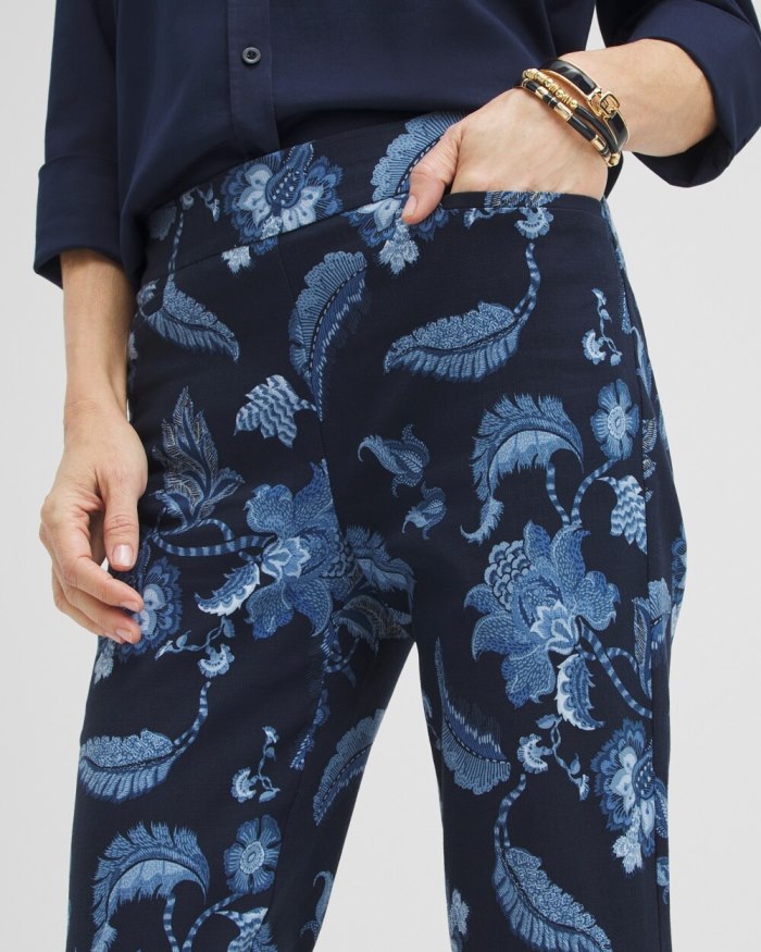 Chicos Brigitte Floral Ankle Pants - Classic Navy Chicos Brigitte Floral Ankle Pants - Classic Navy
