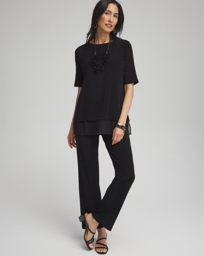 Chicos Travelers Chiffon Hem Top - Travelers Black Chicos Travelers Chiffon Hem Top - Travelers Black