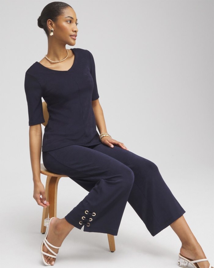 Chicos Travelers Double V-neck Top - Travelers India Ink Chicos Travelers Double V-neck Top - Travelers India Ink
