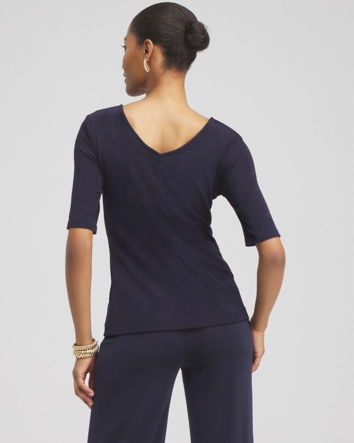 Chicos Travelers Double V-neck Top - Travelers India Ink Chicos Travelers Double V-neck Top - Travelers India Ink