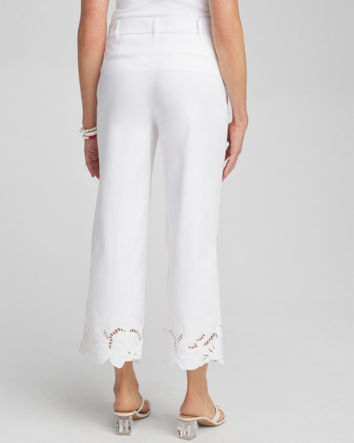 Chicos Cotton Sateen Cut Work Crops - Alabaster Chicos Cotton Sateen Cut Work Crops - Alabaster