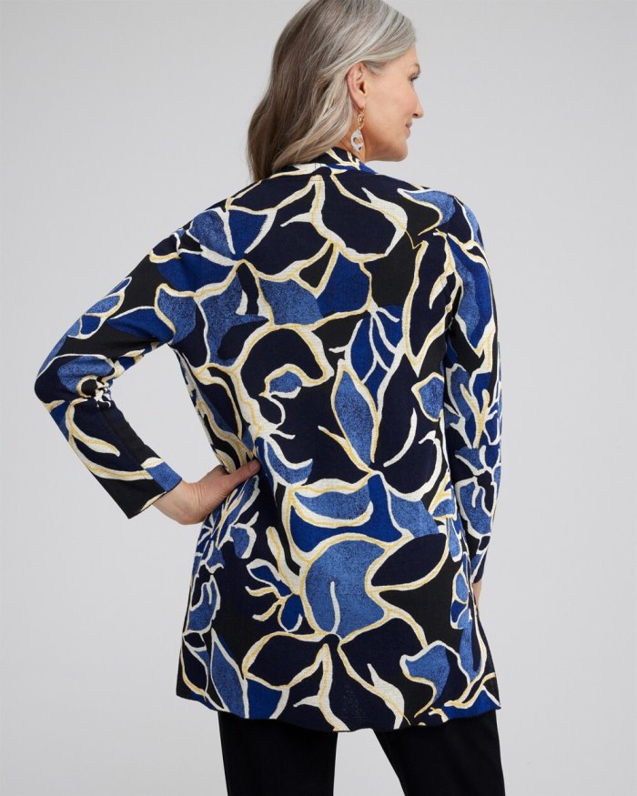 Chicos Travelers Collection Floral Cardigan - Azores Blue Chicos Travelers Collection Floral Cardigan - Azores Blue