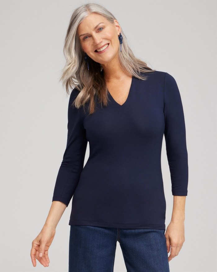 Chicos Touch of Cool 3/4 Sleeve Tee - Classic Navy Chicos Touch of Cool 3/4 Sleeve Tee - Classic Navy