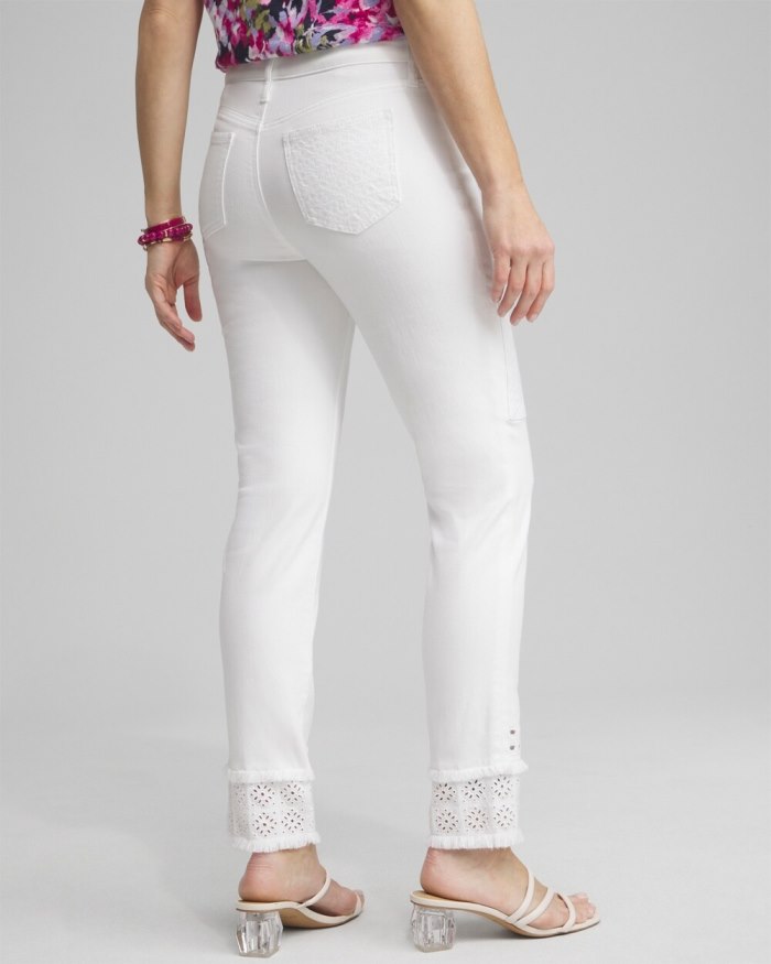 Chicos Girlfriend Double Fray Ankle Jeans - Alabaster Chicos Girlfriend Double Fray Ankle Jeans - Alabaster