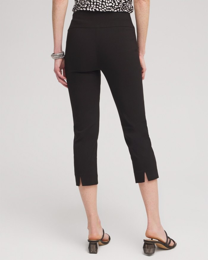 Chicos Wide Waistband Vented Pull-on Capris - Black Chicos Wide Waistband Vented Pull-on Capris - Black