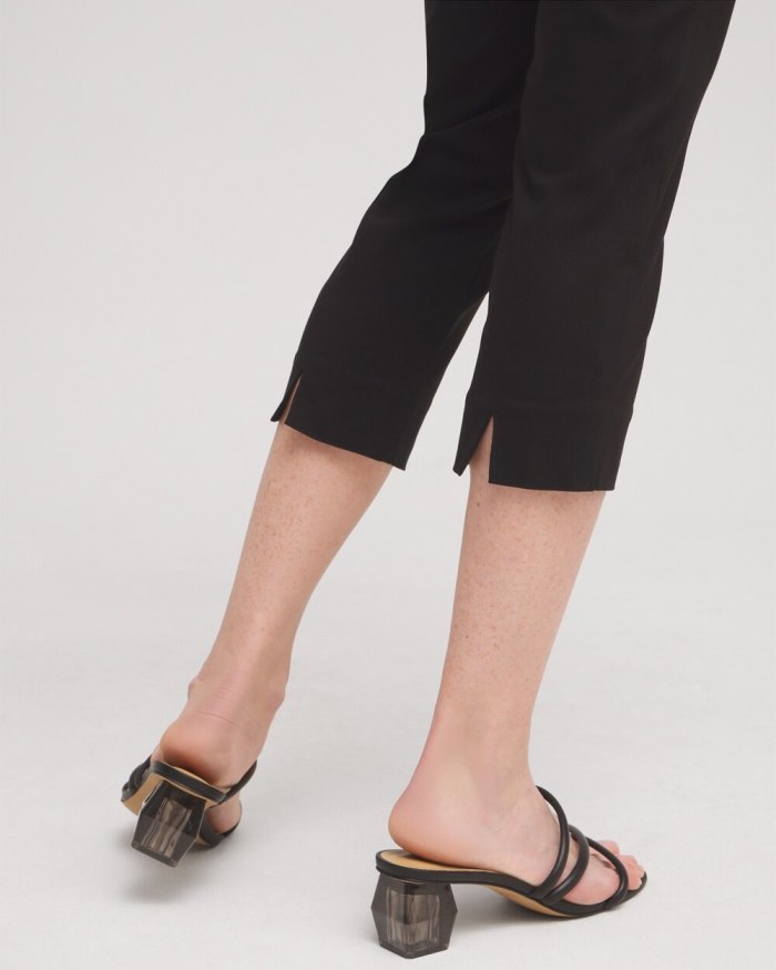 Chicos Wide Waistband Vented Pull-on Capris - Black Chicos Wide Waistband Vented Pull-on Capris - Black