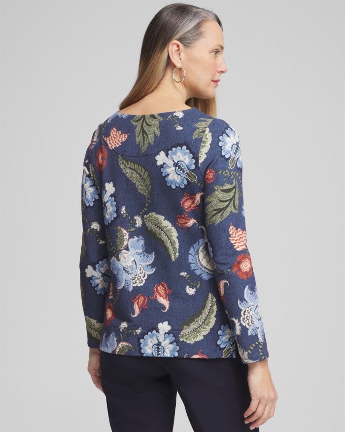 Chicos Zenergy Floral Pullover - Classic Navy Chicos Zenergy Floral Pullover - Classic Navy