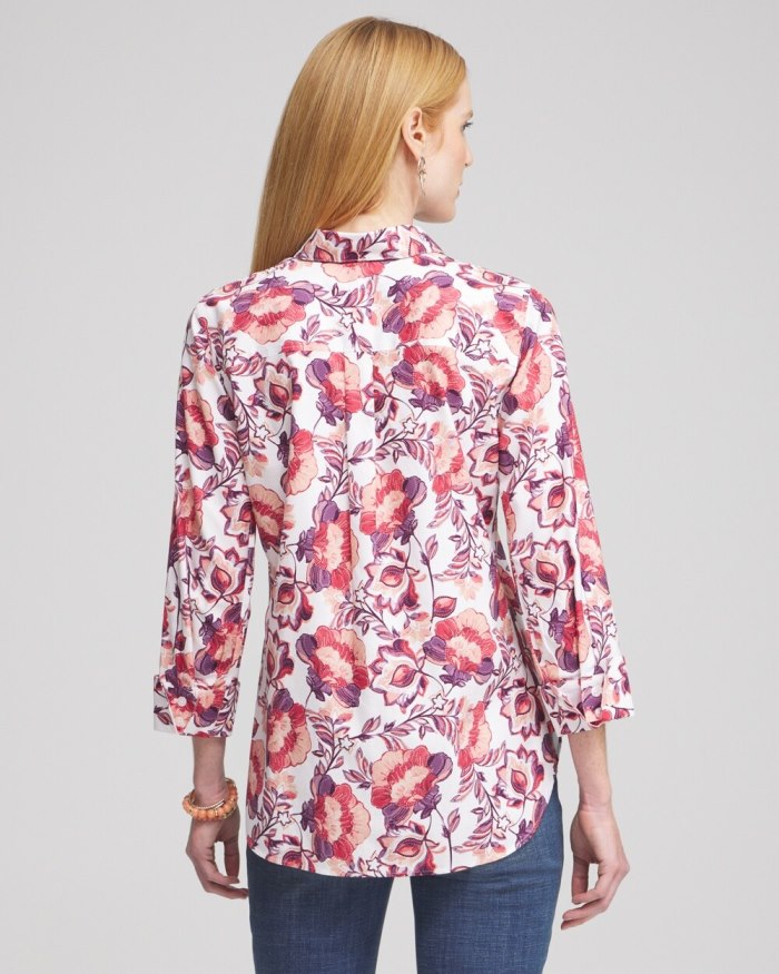 Chicos No Iron Stretch Floral Shirt - Optic White Chicos No Iron Stretch Floral Shirt - Optic White