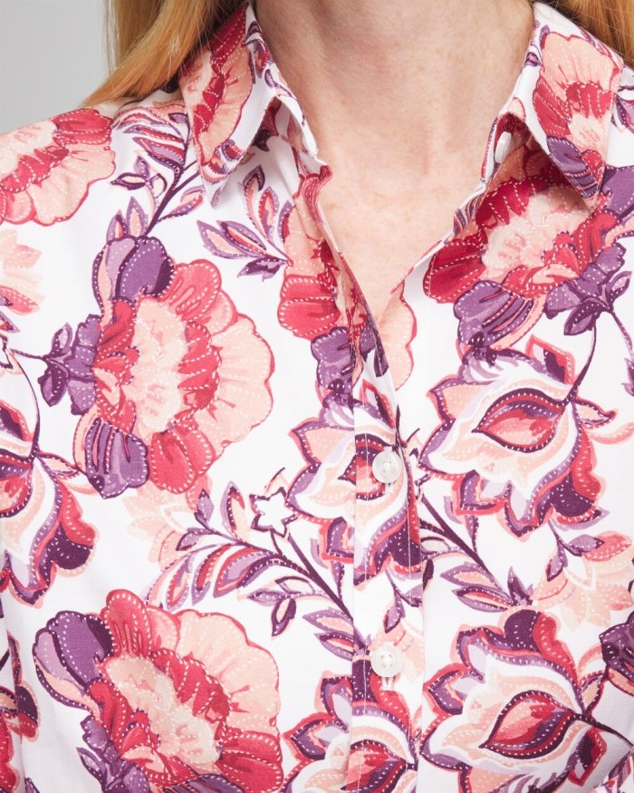 Chicos No Iron Stretch Floral Shirt - Optic White Chicos No Iron Stretch Floral Shirt - Optic White