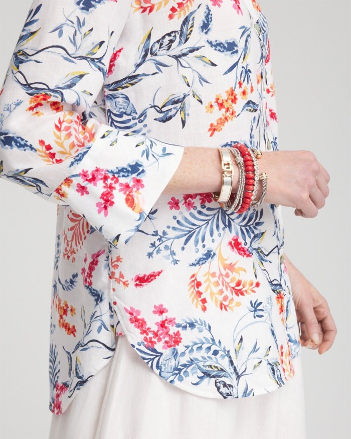 Chicos No Iron Sealife 3/4 Sleeve Shirt - Optic White Chicos No Iron Sealife 3/4 Sleeve Shirt - Optic White