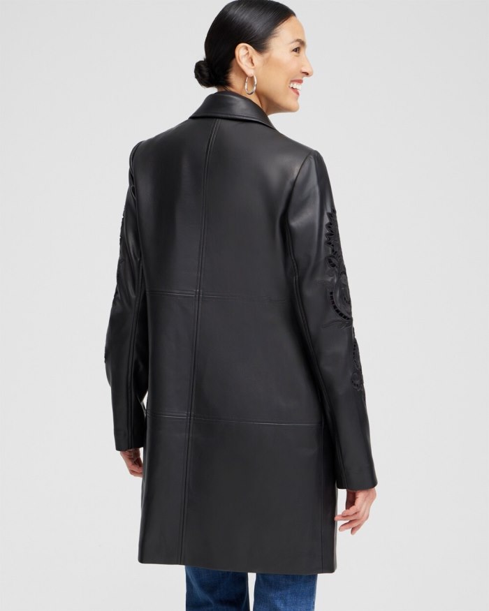 Chicos Faux Leather Cutwork Topper - Black Chicos Faux Leather Cutwork Topper - Black