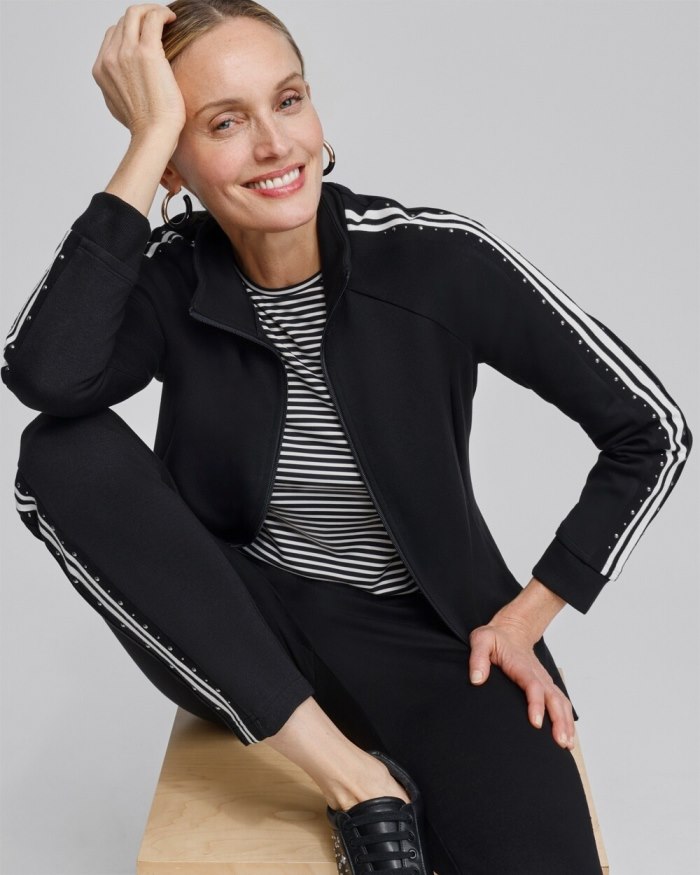 Chicos Zenergy Studded Double Knit Jacket - Black Chicos Zenergy Studded Double Knit Jacket - Black
