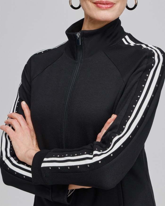 Chicos Zenergy Studded Double Knit Jacket - Black Chicos Zenergy Studded Double Knit Jacket - Black
