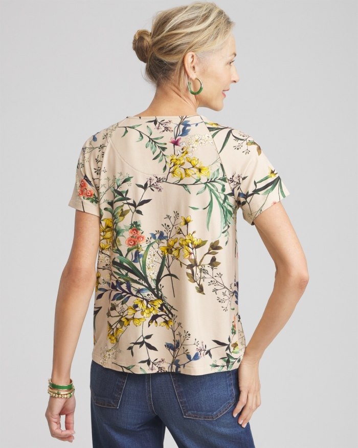 Chicos Touch of Cool Floral Smocked Top - Wildflower Chicos Touch of Cool Floral Smocked Top - Wildflower