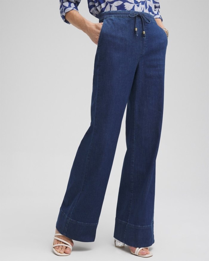 Chicos Pull-on Drawstring Wide Leg Jean - Waikiki Indigo Chicos Pull-on Drawstring Wide Leg Jean - Waikiki Indigo