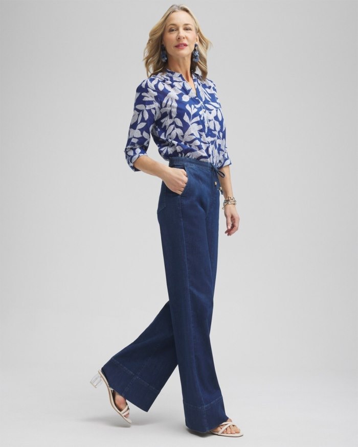 Chicos Pull-on Drawstring Wide Leg Jean - Waikiki Indigo Chicos Pull-on Drawstring Wide Leg Jean - Waikiki Indigo