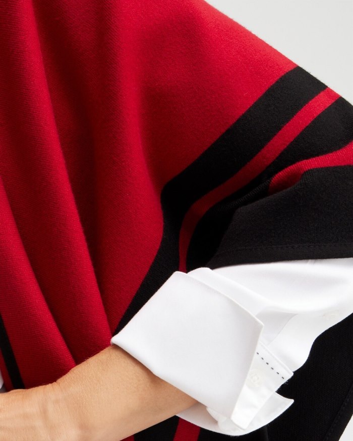 Chicos Red Stripe Border Ruana - Red Allure Chicos Red Stripe Border Ruana - Red Allure