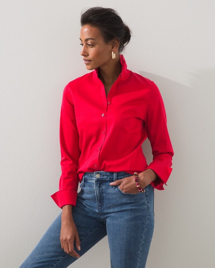 Chicos No Iron Stretch Shirt - Wild Poppy Chicos No Iron Stretch Shirt - Wild Poppy