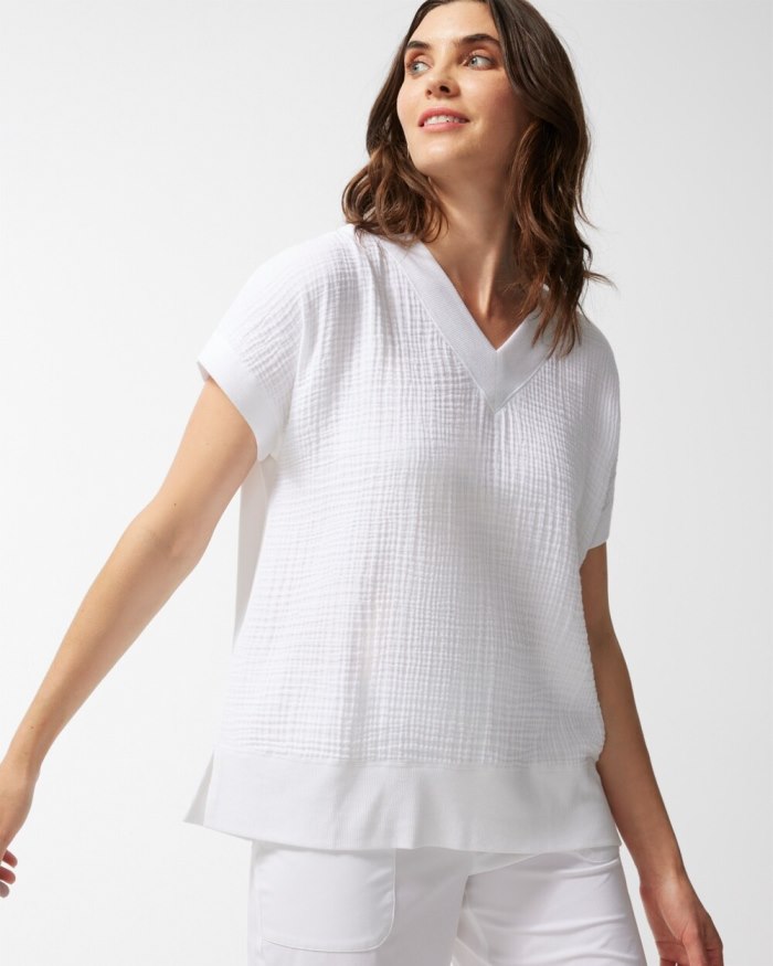 Chicos Zenergy French Terry Gauze Beach Shirt - Alabaster Chicos Zenergy French Terry Gauze Beach Shirt - Alabaster