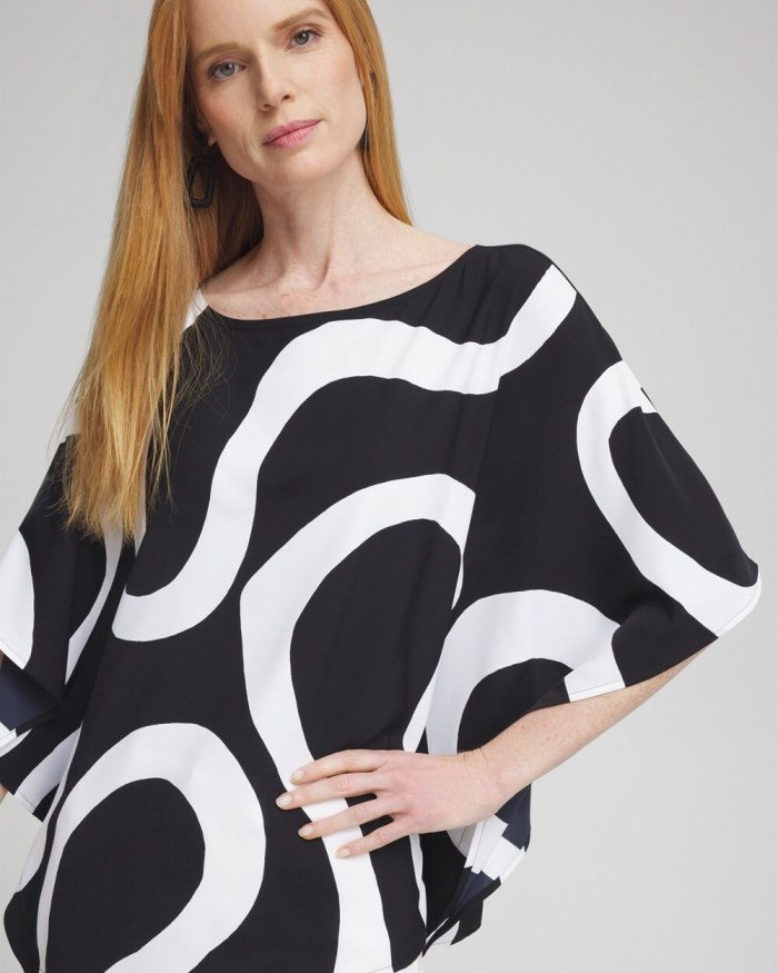 Chicos Flutter Sleeve Poncho - Black Chicos Flutter Sleeve Poncho - Black