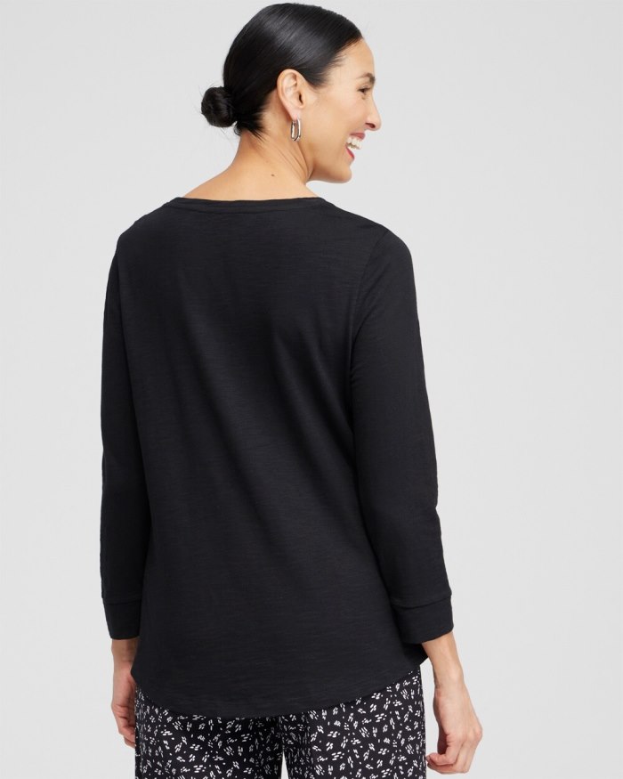 Chicos 3/4 Sleeve Tee - Alabaster Chicos 3/4 Sleeve Tee - Alabaster