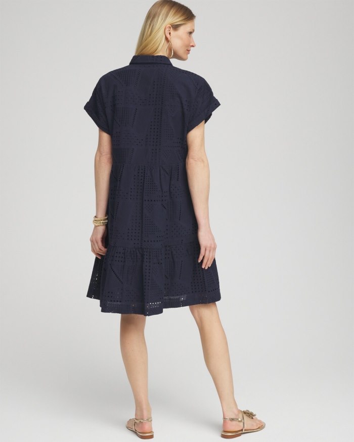 Chicos Poplin Diagonal Button Front Dress - Classic Navy Chicos Poplin Diagonal Button Front Dress - Classic Navy